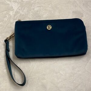 Lululemon Teal Blue Velvet Wristlet Clutch